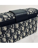 CHRISTIAN DIOR 30 Montaigne Box Bag in Blue Oblique Jacquard with Shoulder Strap – Antique Gold Hardware (Year 2020)