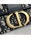 CHRISTIAN DIOR 30 Montaigne Box Bag in Blue Oblique Jacquard with Shoulder Strap – Antique Gold Hardware (Year 2020)