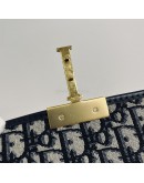 CHRISTIAN DIOR 30 Montaigne Box Bag in Blue Oblique Jacquard with Shoulder Strap – Antique Gold Hardware (Year 2020)