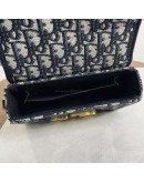 CHRISTIAN DIOR 30 Montaigne Box Bag in Blue Oblique Jacquard with Shoulder Strap – Antique Gold Hardware (Year 2020)