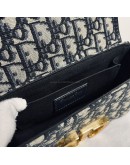 CHRISTIAN DIOR 30 Montaigne Box Bag in Blue Oblique Jacquard with Shoulder Strap – Antique Gold Hardware (Year 2020)