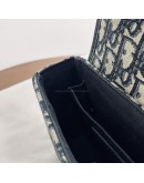 CHRISTIAN DIOR 30 Montaigne Box Bag in Blue Oblique Jacquard with Shoulder Strap – Antique Gold Hardware (Year 2020)