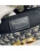 CHRISTIAN DIOR 30 Montaigne Box Bag in Blue Oblique Jacquard with Shoulder Strap – Antique Gold Hardware (Year 2020)