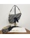 CHRISTIAN DIOR Mini Saddle Bag in Blue Oblique Jacquard with Embroidered Strap – Antique Gold Hardware (Year 2018)