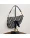 CHRISTIAN DIOR Mini Saddle Bag in Blue Oblique Jacquard with Embroidered Strap – Antique Gold Hardware (Year 2018)