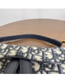 CHRISTIAN DIOR Mini Saddle Bag in Blue Oblique Jacquard with Embroidered Strap – Antique Gold Hardware (Year 2018)