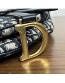 CHRISTIAN DIOR Mini Saddle Bag in Blue Oblique Jacquard with Embroidered Strap – Antique Gold Hardware (Year 2018)
