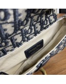 CHRISTIAN DIOR Mini Saddle Bag in Blue Oblique Jacquard with Embroidered Strap – Antique Gold Hardware (Year 2018)
