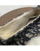 CHRISTIAN DIOR Mini Saddle Bag in Blue Oblique Jacquard with Embroidered Strap – Antique Gold Hardware (Year 2018)