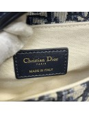 CHRISTIAN DIOR Mini Saddle Bag in Blue Oblique Jacquard with Embroidered Strap – Antique Gold Hardware (Year 2018)