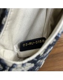 CHRISTIAN DIOR Mini Saddle Bag in Blue Oblique Jacquard with Embroidered Strap – Antique Gold Hardware (Year 2018)