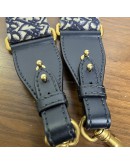 CHRISTIAN DIOR Mini Saddle Bag in Blue Oblique Jacquard with Embroidered Strap – Antique Gold Hardware (Year 2018)