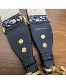 CHRISTIAN DIOR Mini Saddle Bag in Blue Oblique Jacquard with Embroidered Strap – Antique Gold Hardware (Year 2018)