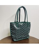 GOYARD Anjou Mini Tote Bag in Green Goyardine Canvas with Detachable Pouch