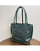 GOYARD Anjou Mini Tote Bag in Green Goyardine Canvas with Detachable Pouch