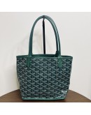 GOYARD Anjou Mini Tote Bag in Green Goyardine Canvas with Detachable Pouch