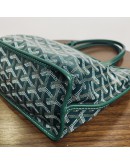 GOYARD Anjou Mini Tote Bag in Green Goyardine Canvas with Detachable Pouch