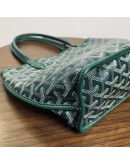 GOYARD Anjou Mini Tote Bag in Green Goyardine Canvas with Detachable Pouch