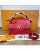 LOUIS VUITTON Very One Handle Bag Monogram Leather in Rubis with Shoulder Strap – SHW (Year 2018) [tied with original LV Silk Twilly]