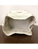 BOTTEGA VENETA Small Cassette Bucket Crossbody Bag in White Calfskin