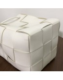 BOTTEGA VENETA Small Cassette Bucket Crossbody Bag in White Calfskin
