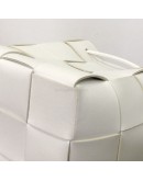 BOTTEGA VENETA Small Cassette Bucket Crossbody Bag in White Calfskin