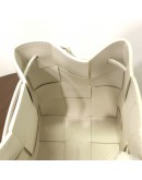 BOTTEGA VENETA Small Cassette Bucket Crossbody Bag in White Calfskin