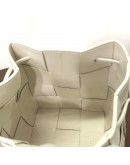 BOTTEGA VENETA Small Cassette Bucket Crossbody Bag in White Calfskin