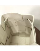 BOTTEGA VENETA Small Cassette Bucket Crossbody Bag in White Calfskin