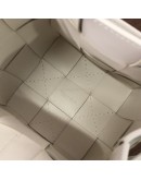 BOTTEGA VENETA Small Cassette Bucket Crossbody Bag in White Calfskin