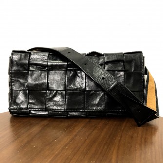 BOTTEGA VENETA Black Stretch Cassette Shoulder/Belt Bag in Matte Hardware