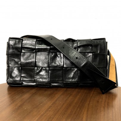 BOTTEGA VENETA Black Stretch Cassette Shoulder/Belt Bag in Matte Hardware