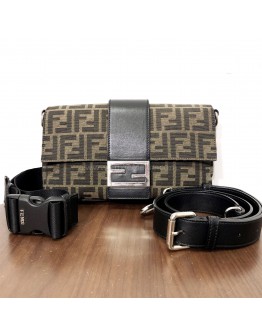 FENDI Baguette 2way Shoulder/Belt Bag in Zucca Canvas – SHW