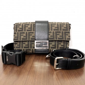 FENDI Baguette 2way Shoulder/Belt Bag in Zucca Canvas – SHW