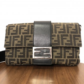 FENDI Baguette 2way Shoulder/Belt Bag in Zucca Canvas – SHW