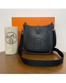 HERMES Mini Evelyne 16 in Noir Taurillon Clemence with Shoulder Strap – PHW (Stamp D – Year 2019)