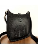 HERMES Mini Evelyne 16 in Noir Taurillon Clemence with Shoulder Strap – PHW (Stamp D – Year 2019)