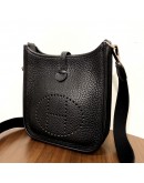 HERMES Mini Evelyne 16 in Noir Taurillon Clemence with Shoulder Strap – PHW (Stamp D – Year 2019)