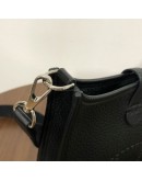 HERMES Mini Evelyne 16 in Noir Taurillon Clemence with Shoulder Strap – PHW (Stamp D – Year 2019)