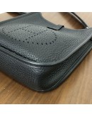 HERMES Mini Evelyne 16 in Noir Taurillon Clemence with Shoulder Strap – PHW (Stamp D – Year 2019)