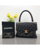 CHANEL Vintage Top Handle Classic Flap Handbag in Black Lambskin – GHW