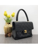 CHANEL Vintage Top Handle Classic Flap Handbag in Black Lambskin – GHW