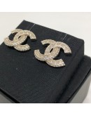 CHANEL CC Gold Stud Earrings with Diamantes (Year 2025)
