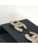 CHANEL CC Gold Stud Earrings with Diamantes (Year 2025)