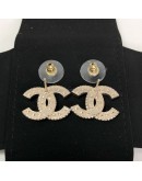CHANEL CC Gold Stud Earrings with Diamantes (Year 2025)