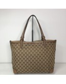 GUCCI GG Canvas in Light Brown Leather Large Tote Bag – GHW
