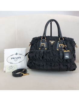 PRADA BN1336 Tessuto Gaufre Black Nylon Tote Bag with Shoulder Strap – GHW (Year 2011)