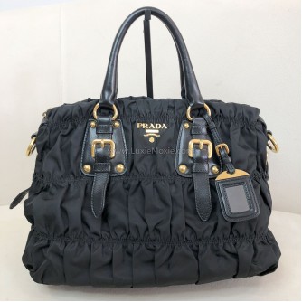 PRADA BN1336 Tessuto Gaufre Black Nylon Tote Bag with Shoulder Strap – GHW (Year 2011)