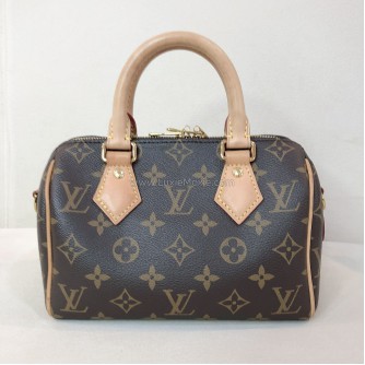 LOUIS VUITTON Monogram Speedy Bandouliere 20 Handbag with Beige Shoulder Strap – GHW (Microchip New Model)