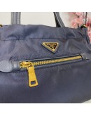 PRADA Black Nylon Zipped Tote Bag with Leather Shoulder Strap – GHW